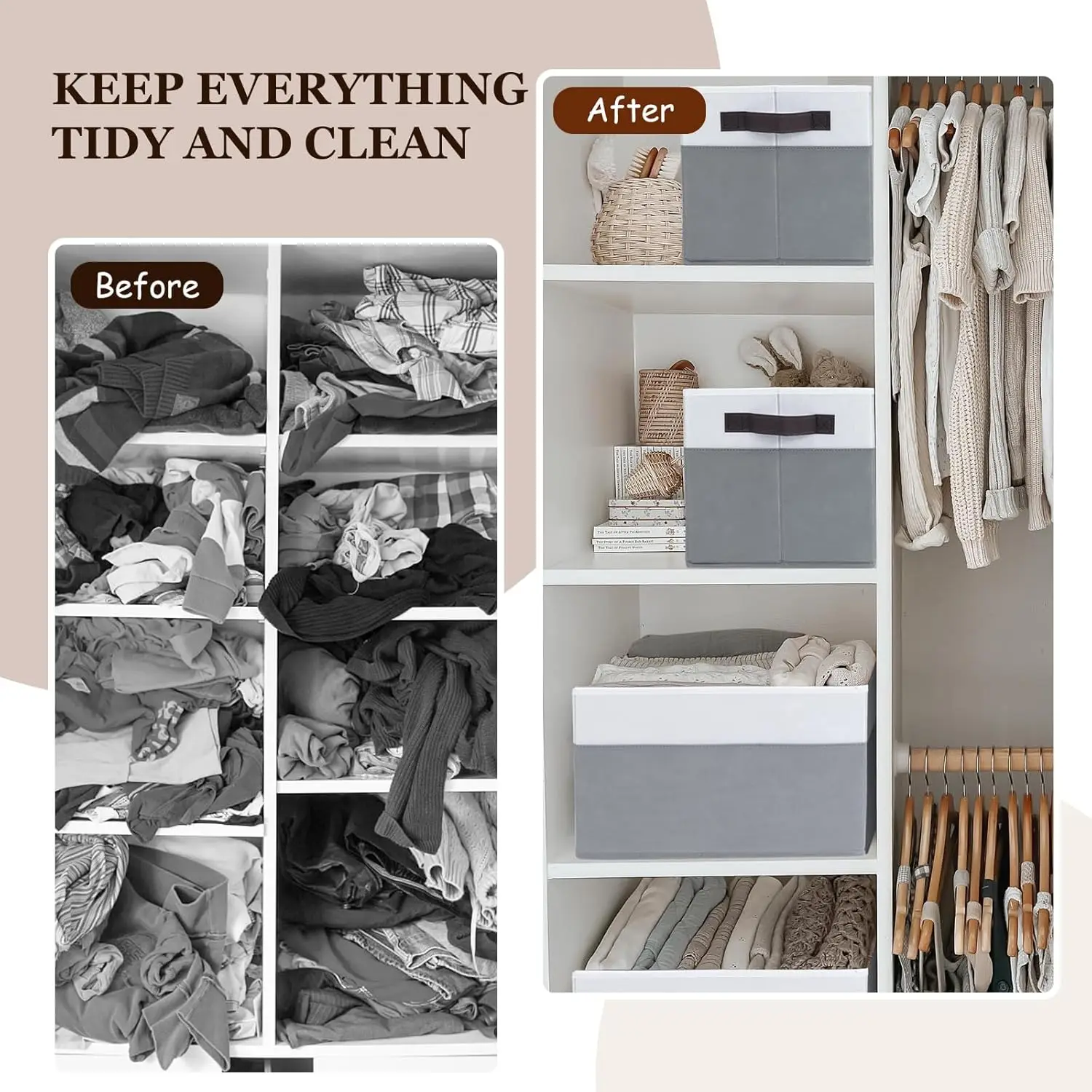 Cesta de almacenamiento de gran capacidad | caja de almacenamiento para decoración del hogar | Cesta plegable decorativa para organizar ropa, centros de atención al día - imagen 5