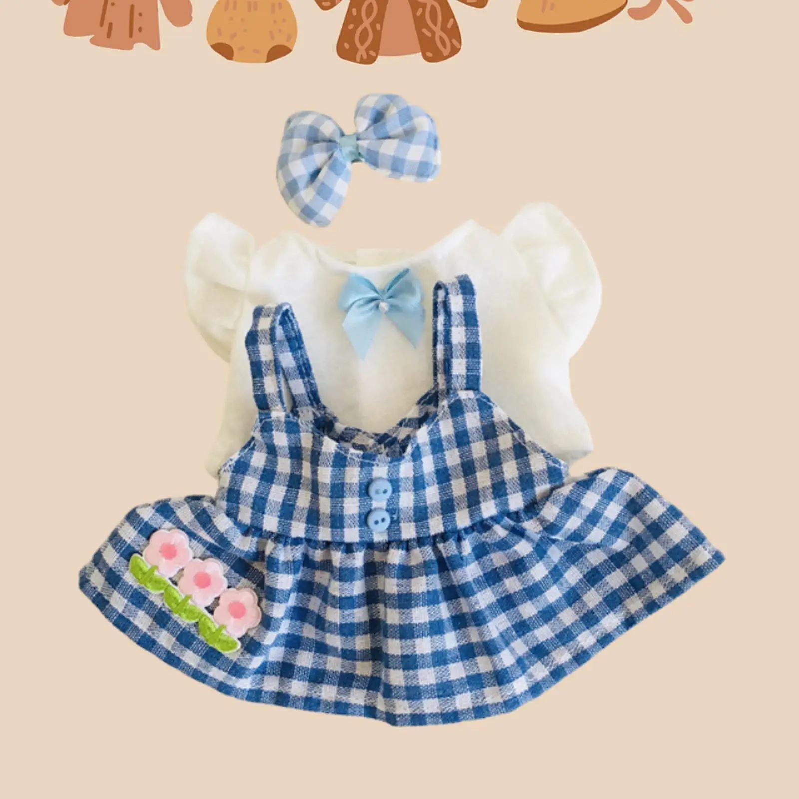 3 Pieces 20cm Mini Doll Clothes Doll Changing Clothes Game Doll Outfits for 20cm/7.87inch Plush Doll Little Girls Gift