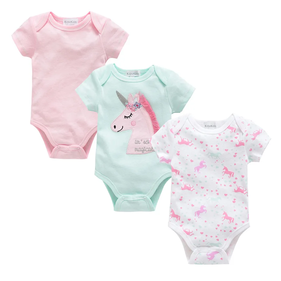 Body de algodón suave de manga corta para bebé recién nacido de 0 a 12 meses, ropa bonita para niño pequeño, traje para niño y niña, mono, 3 uds. - imagen 4