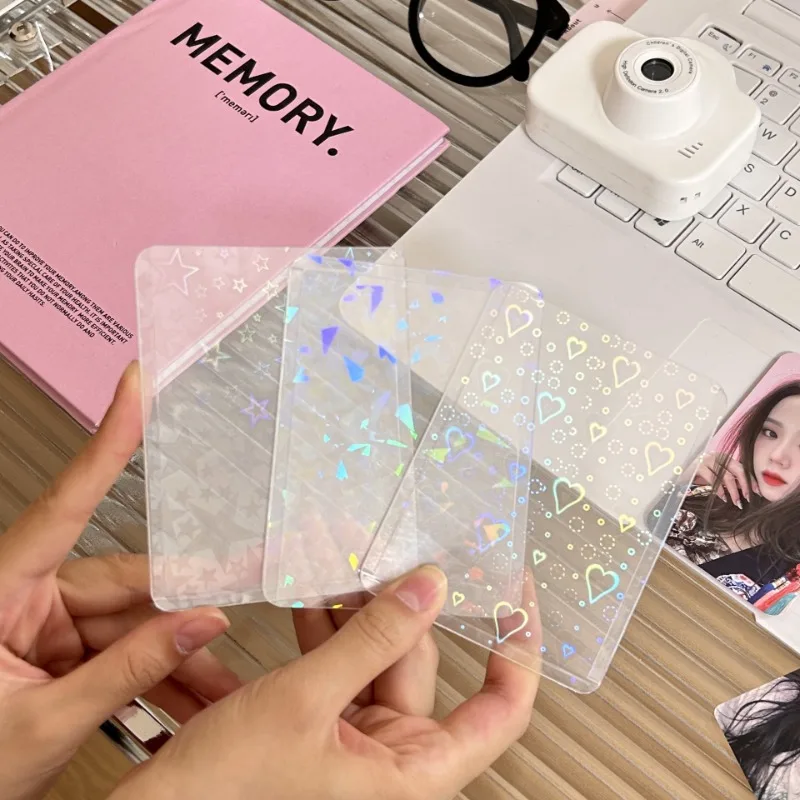 10 Uds. Ins sesión fotográfica Toploader amor corazón estrella foto mangas ídolo tarjetas fotográficas funda protectora PVC láser transparente fundas para tarjetas - imagen 2