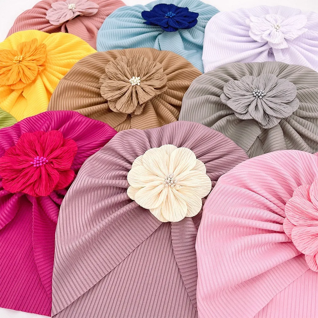 MILANCEL nuevo gorro Fetal para bebé de 0 a 12M, decoración de flores dulces, gorro para la cabeza infantil, 10 colores ventilados, accesorio fino para el cabello para niños pequeños - imagen 4