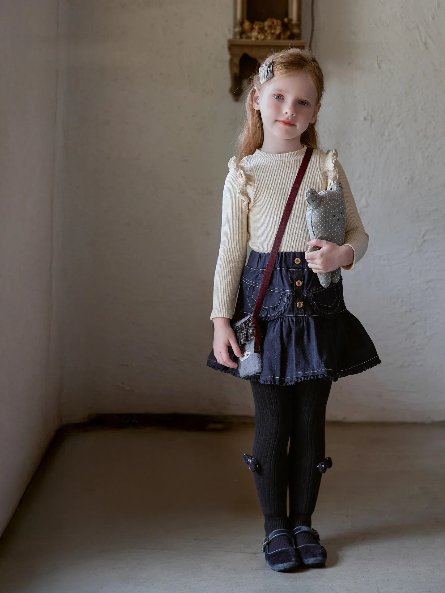 2026 todas las nuevas niñas Otoño Invierno fino polar arco decoración medias lindas polainas de una pieza uso diario pantalones cálidos para niños - imagen 3