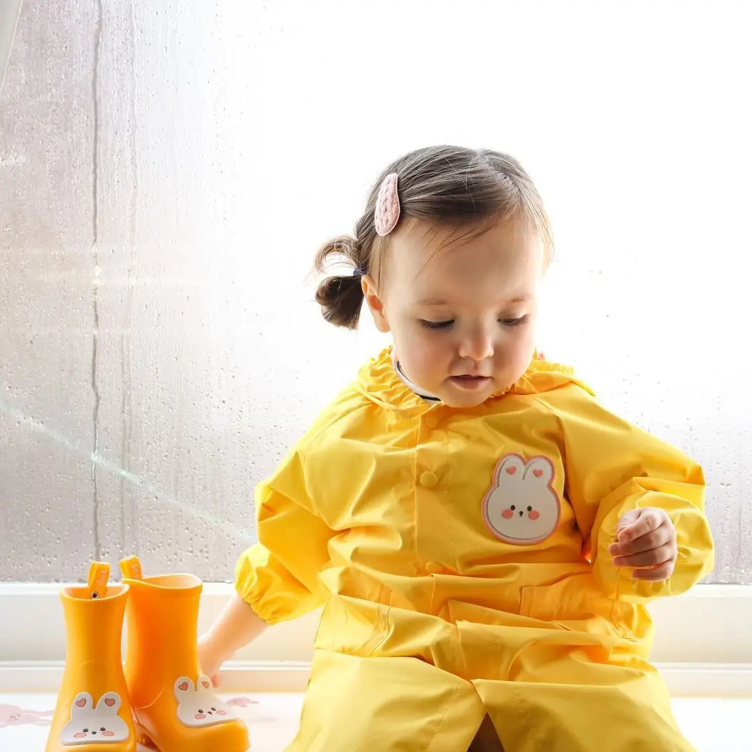 Chubasquero con sombrero para niños y niñas, chubasquero coreano de dibujos animados para bebés, abrigo impermeable de cuerpo completo para guardería y primaria, chubasquero para niños - imagen 4