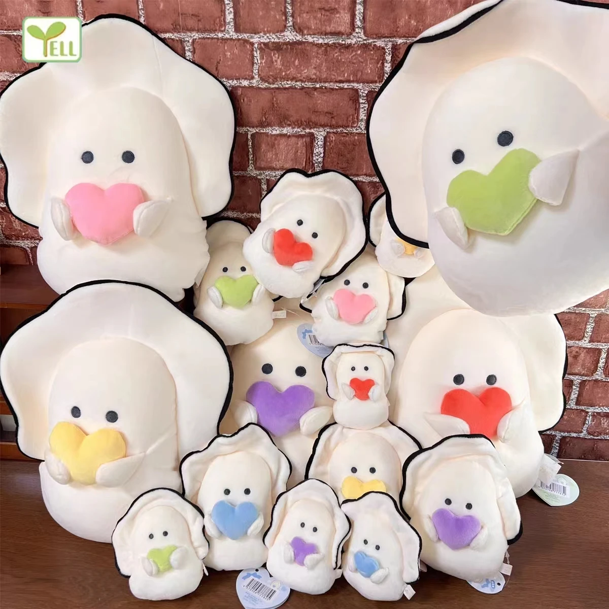 Juguetes de peluche gritar, ostra de ojos redondos de 44cm con ojos redondos, Oshi Heart Mugyunyu, muñeco de peluche kawaii grande, cojín de almohada para sofá blanco - imagen 2
