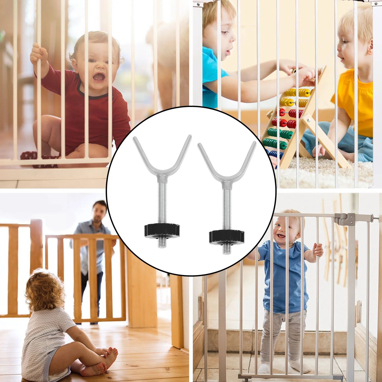 Piezas de barandilla de puerta de seguridad, pernos en forma de Y, pernos de valla interior, tuercas, herramienta de perno en forma de Y para escaleras de fácil uso, 4 Uds.