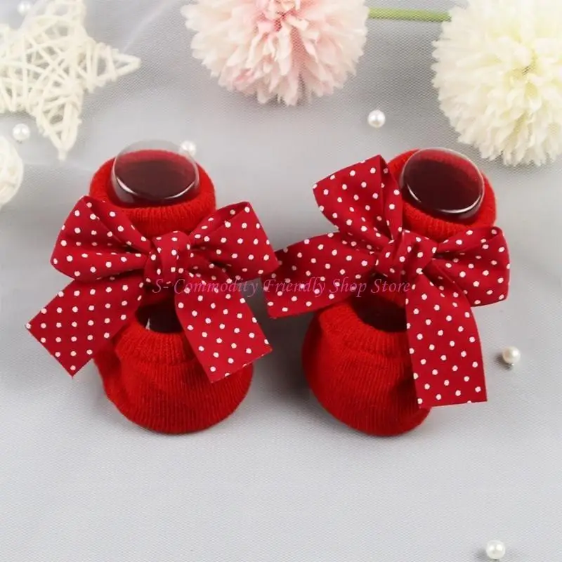 Calcetines suelo rojos 85AE para bebé, niña, niño, calcetín antideslizante Unisex, calcetines hasta suelo, calcetines - imagen 5