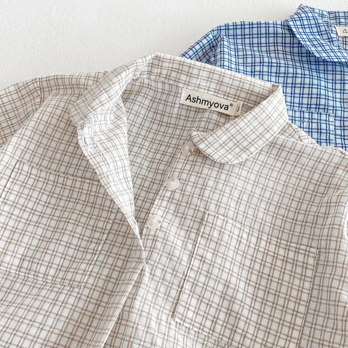 Camisa a cuadros vintage de algodón para niño manga larga - imagen 2