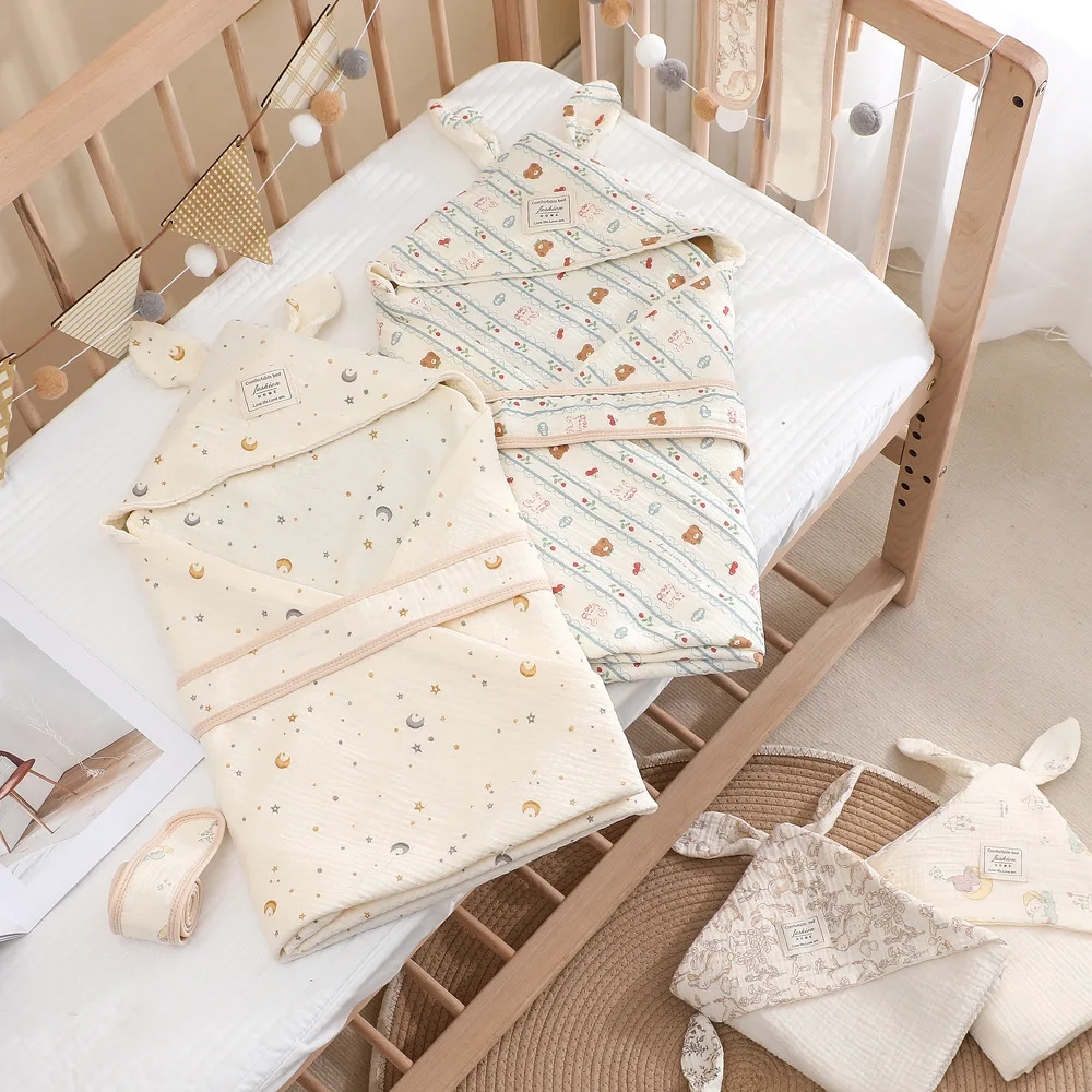 Manta envolvente para recién nacido, envolturas para bebé de Hospital con Orejas de conejo de dibujos animados, envolturas suaves de algodón para recién nacido, primavera y otoño - imagen 2