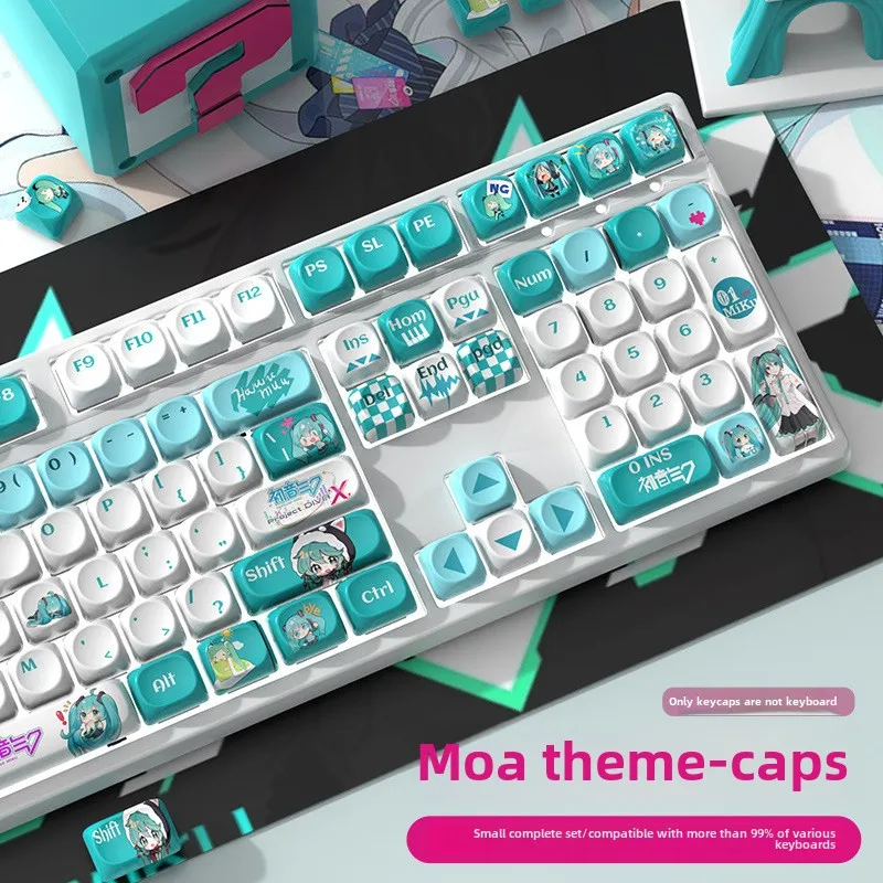Hatsune Miku DIY Keycap Material PBT cinco lados sublimación térmica Teclado mecánico Keycaps eje transversal Keycap Accesorios - imagen 2