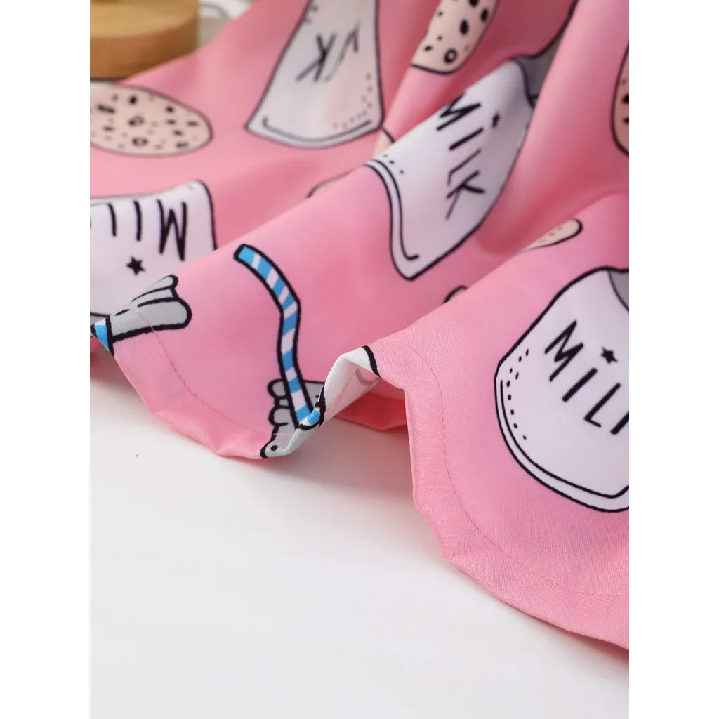 Vestido con tirantes para niña de 4 a 7 años, bonito vestido sin mangas con estampado de galletas y leche, ropa diaria de verano, vestidos para niños - imagen 5