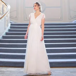 Vestido de maternidad encaje blanco largo para baby shower