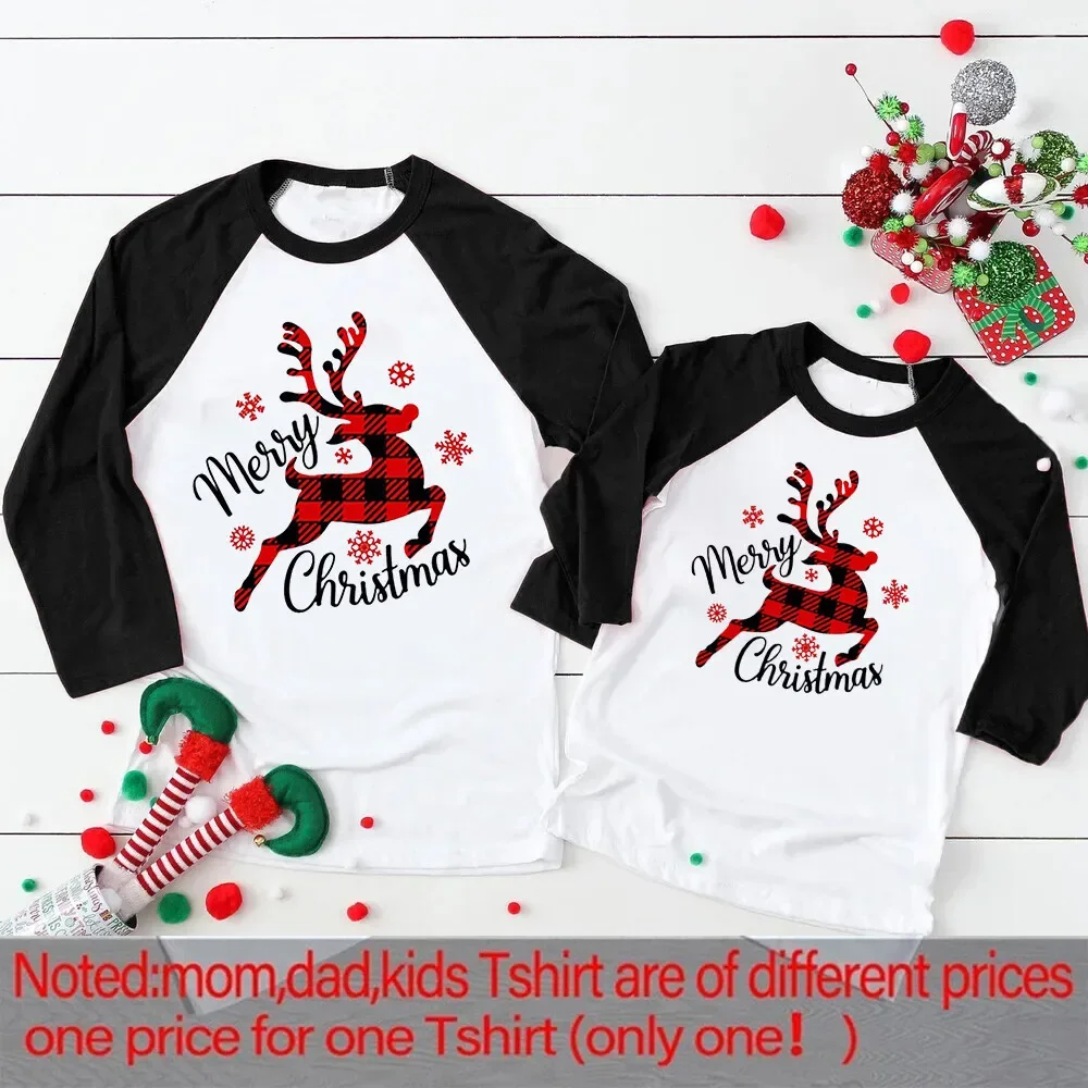 Camiseta familiar con estampado de ciervo de Feliz Navidad, trajes a juego, padre, madre, hijo, hija, ropa familiar, fiesta de navidad - imagen 4