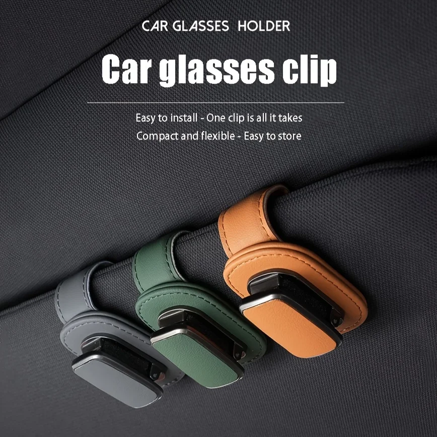 Clip universal de cuero PU para gafas en el coche – Fácil instalación - imagen 2