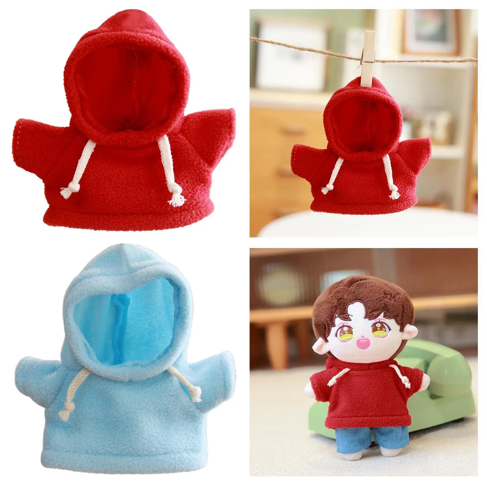 20cm Plush Doll Clothes for Little Girls Cartoon Gifts Stuffed Doll Hoodies
