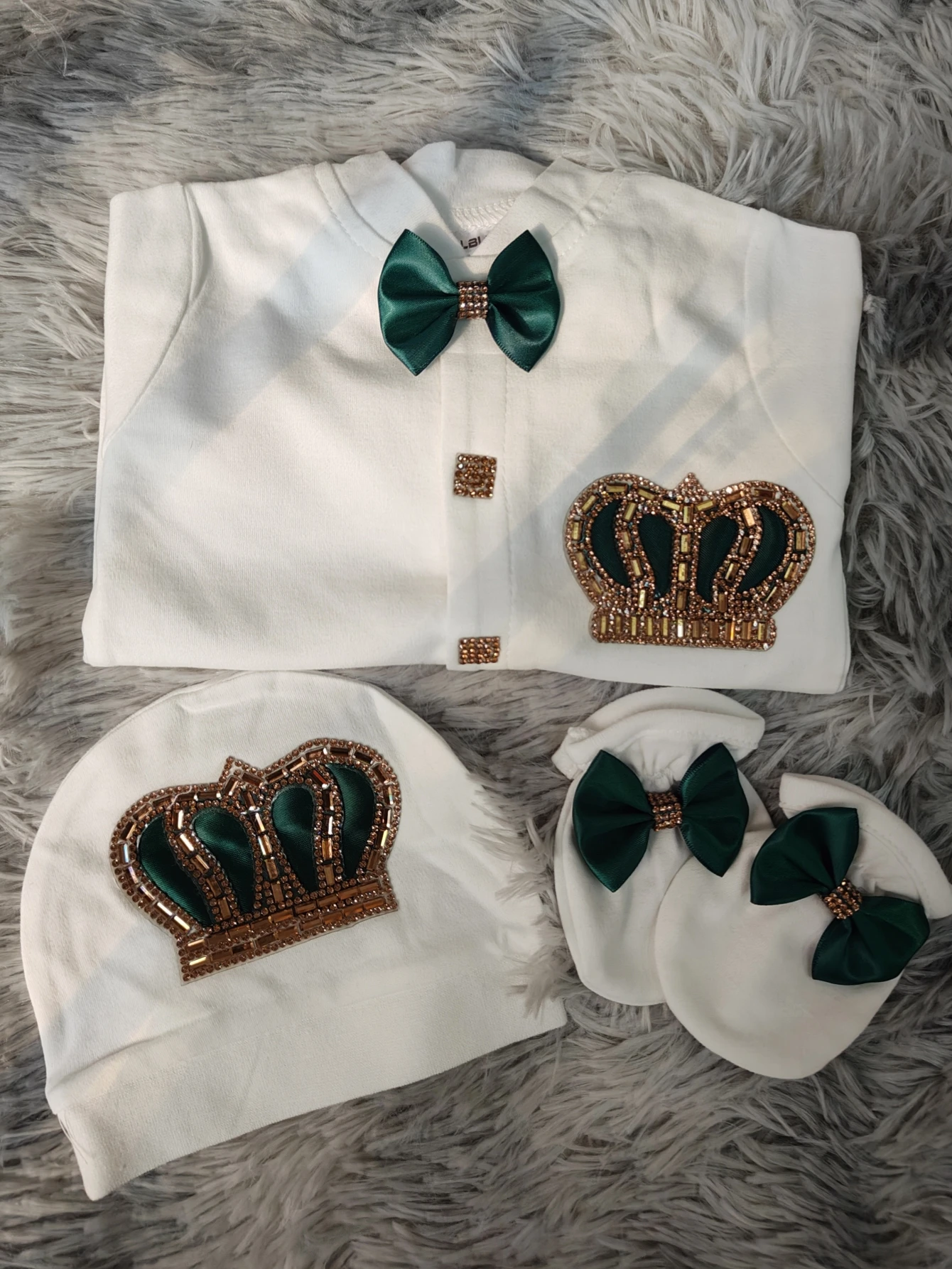 Dollbling corona nacarada Esmeralda Boho guardería cumpleaños niña malva rosa polvoriento traje encaje francés mono pastel Smash camisa conjunto - imagen 4