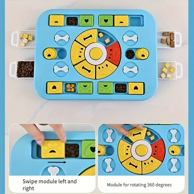 Cuenco de comida lenta para mascotas, juguetes para perros y gatos, caja de comida multifuncional, rompecabezas para mascotas, cuenco de alimentación adecuado para pequeños, medianos y - imagen 3