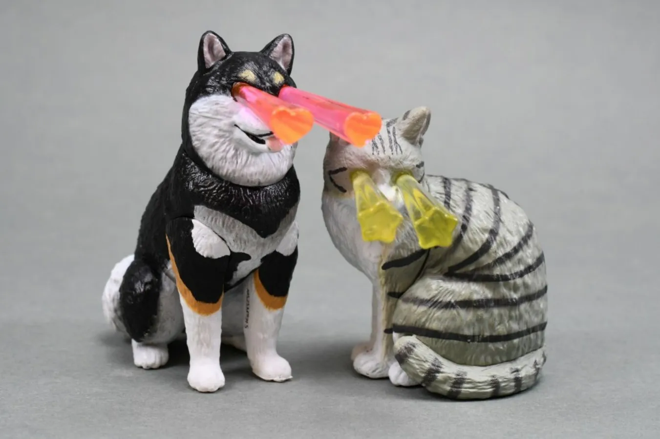 TakaraTomyArts cápsula juguetes lindo kawaii Eye Beam ★   Stare de la muerte Shiba Inu naranja gris tabby neko gato gatito perro figuras sentadas - imagen 5