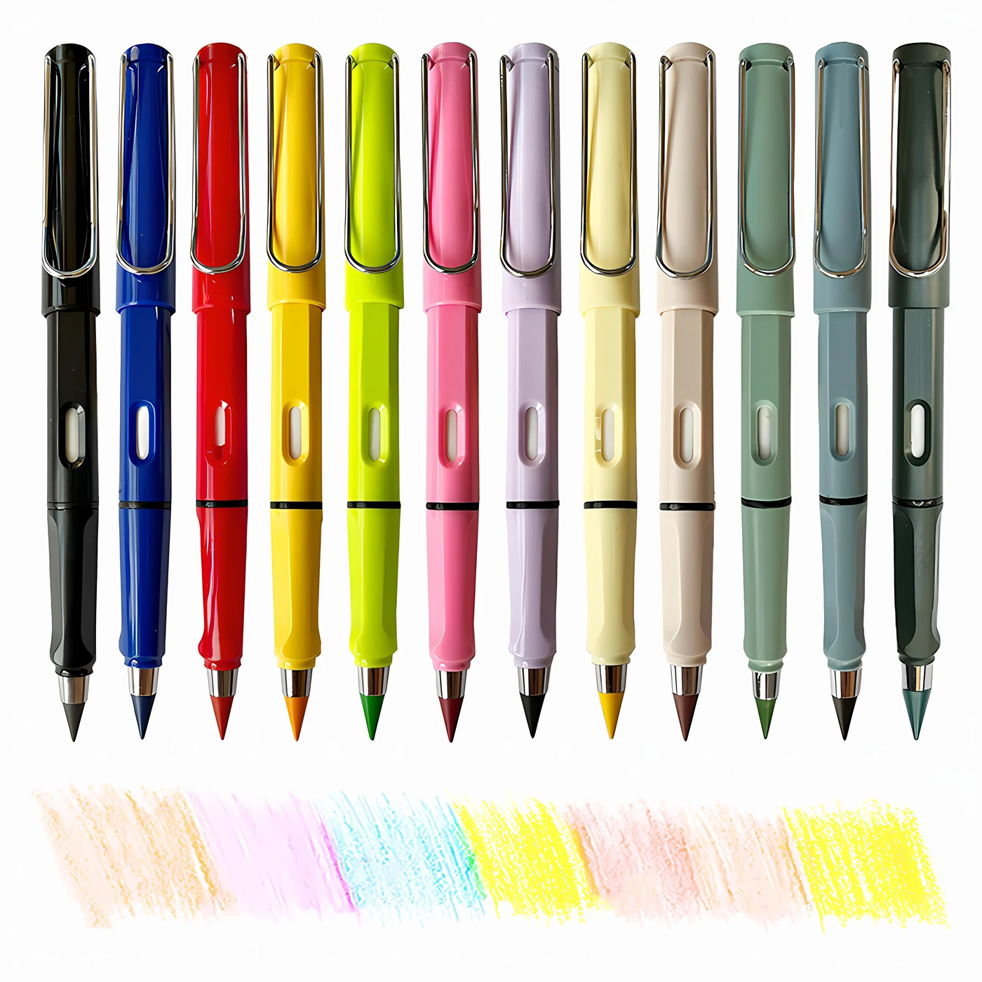 Lápiz de escritura sin tinta HB para estudiantes, 12 piezas, 12 colores, borrador incorporado, papelería de escritura, regalo para estudiantes - imagen 5