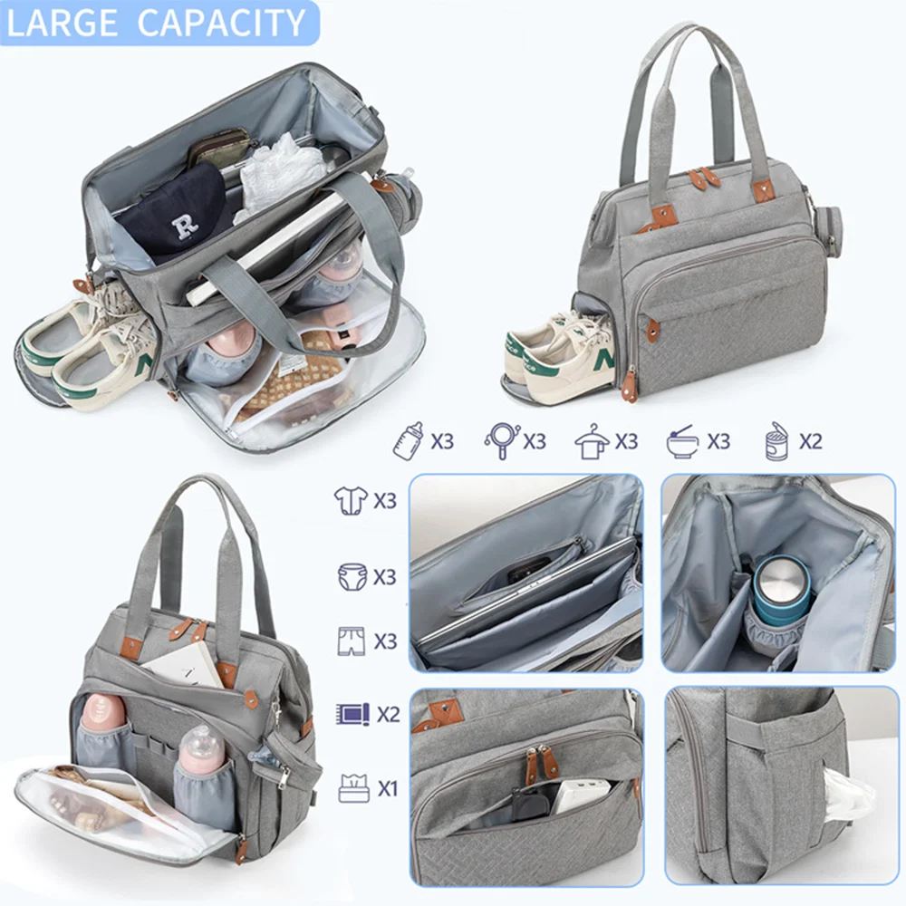 PANGDUBE Bolsas de pañales con 1 bolsa para chupete, mochila para papá y mamá, mochila de viaje para mamá, accesorios para bebé, bolsa de maternidad - imagen 5