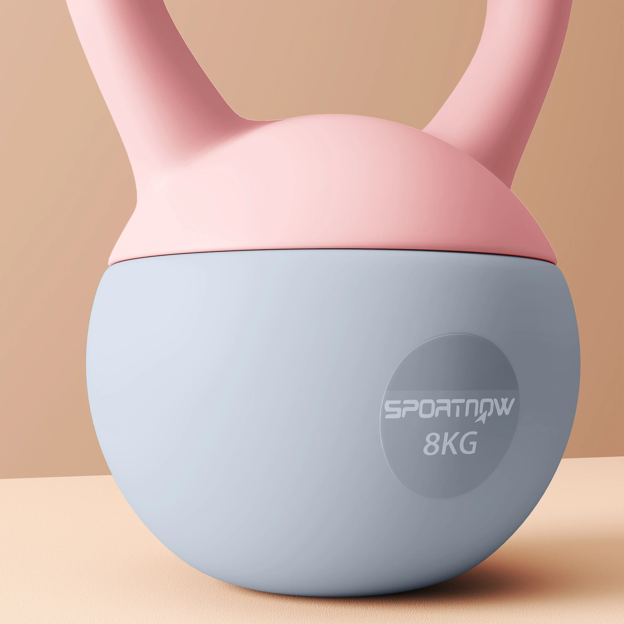 SPORTNOW Pesa Rusa, Soft Kettlebell Relleno de Arena Metálica y Mango Antideslizante, para Entrenamiento Culturismo en Casa, Gimnasio, Rosa Palo y Gris - imagen 4