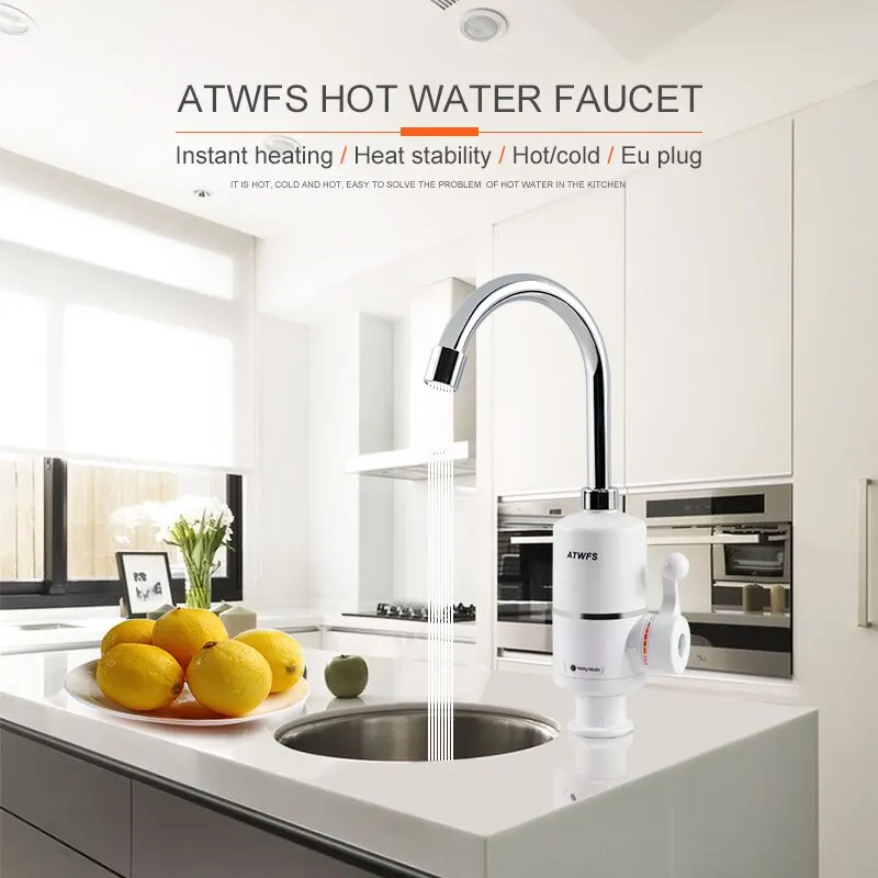 ATWFS-calentador de agua eléctrico sin tanque para cocina, grifo de agua caliente instantáneo, calentador instantáneo, 3000W