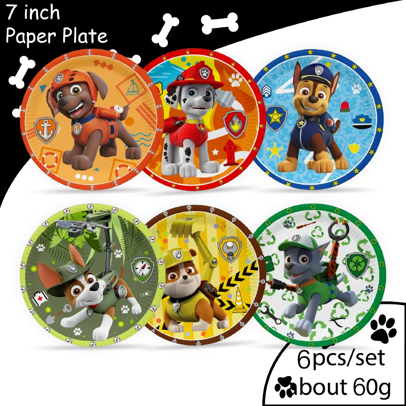 Suministros de decoración para fiesta de cumpleaños de la patrulla canina, perro de dibujos animados, patrulla canina, servilleta de papel azul cielo, plato, taza, globo, Baby Shower para niños - imagen 3