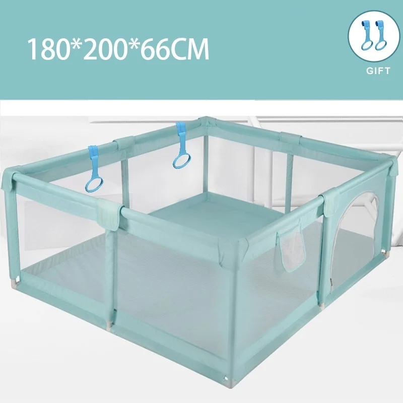 IMBABY Parque de juegos grande para bebés, piscina de bolas para niños, valla de seguridad para bebés, valla verde para bebés con puerta simple y doble, 150x180cm