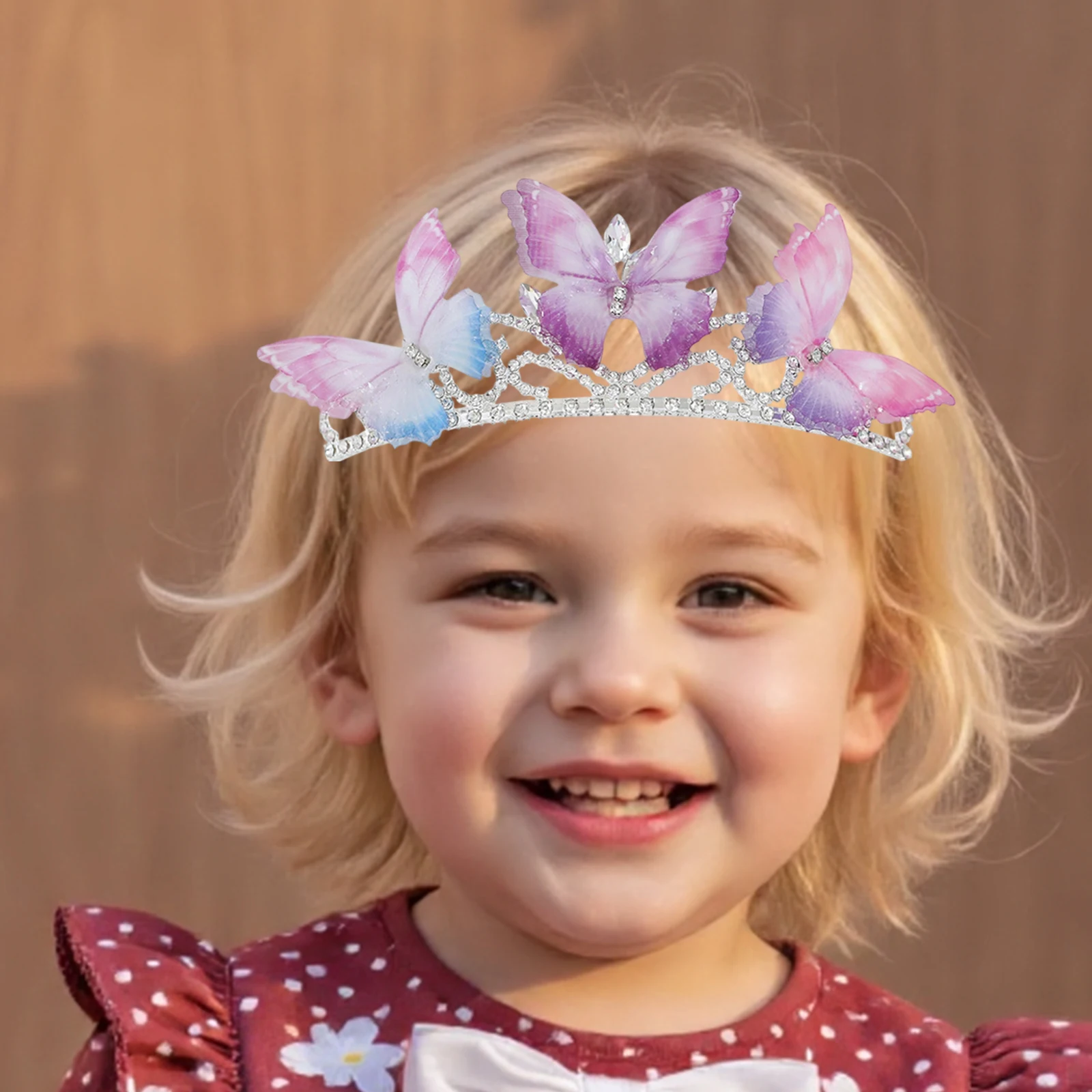 Diadema de corona para niñas pequeñas con brillantes de fiesta - imagen 2