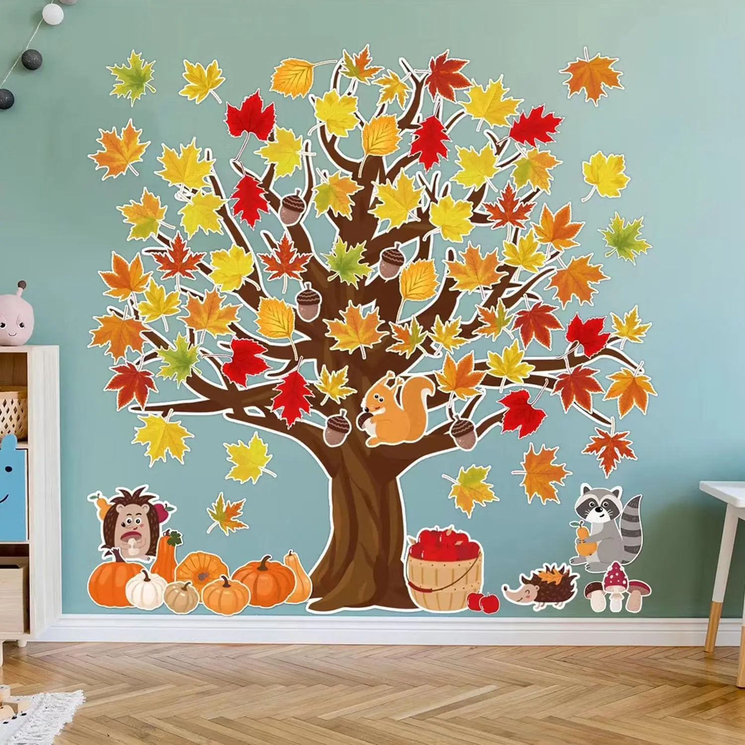 Árbol de otoño, decoración de tablón de anuncios para aula, calabaza, hojas de arce, recortes de tablón de anuncios para pizarra escolar, decoración de pared del hogar - imagen 3