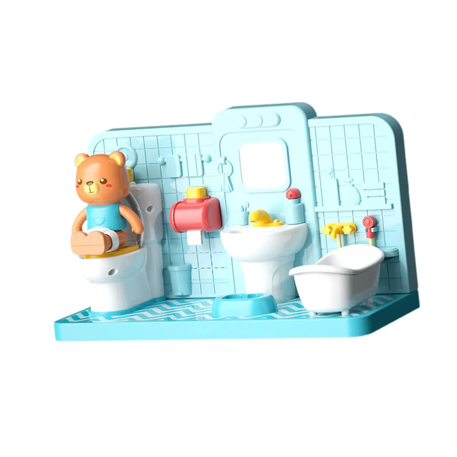 Dollhouse Bathroom Set Pretend Play Toy Dollhouse Toilet Bathtub Play House
