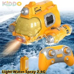 Barco RC con pulverizador de agua ligero para carreras, juguetes de 2,4 GHz, barco de Control remoto, lancha rápida de baño impermeable para piscina, regalos para niños