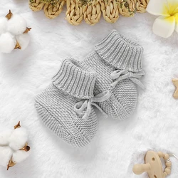 Botas de bebé tejidas de algodón con lazo – calzado liso