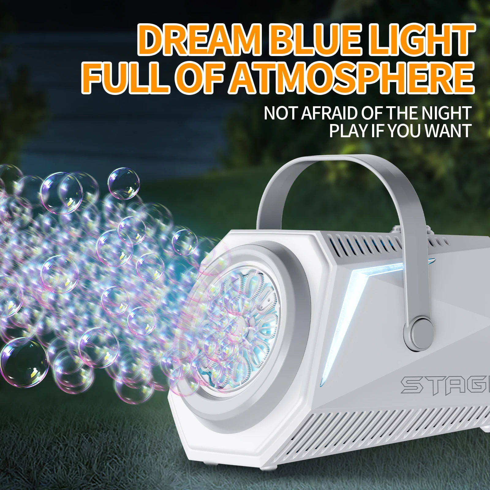 Máquina de burbujas eléctrica, iluminación de escenario, juguete de mano de gran capacidad, soplado automático para fiestas de boda al aire libre, juguetes, juego de Navidad - imagen 2