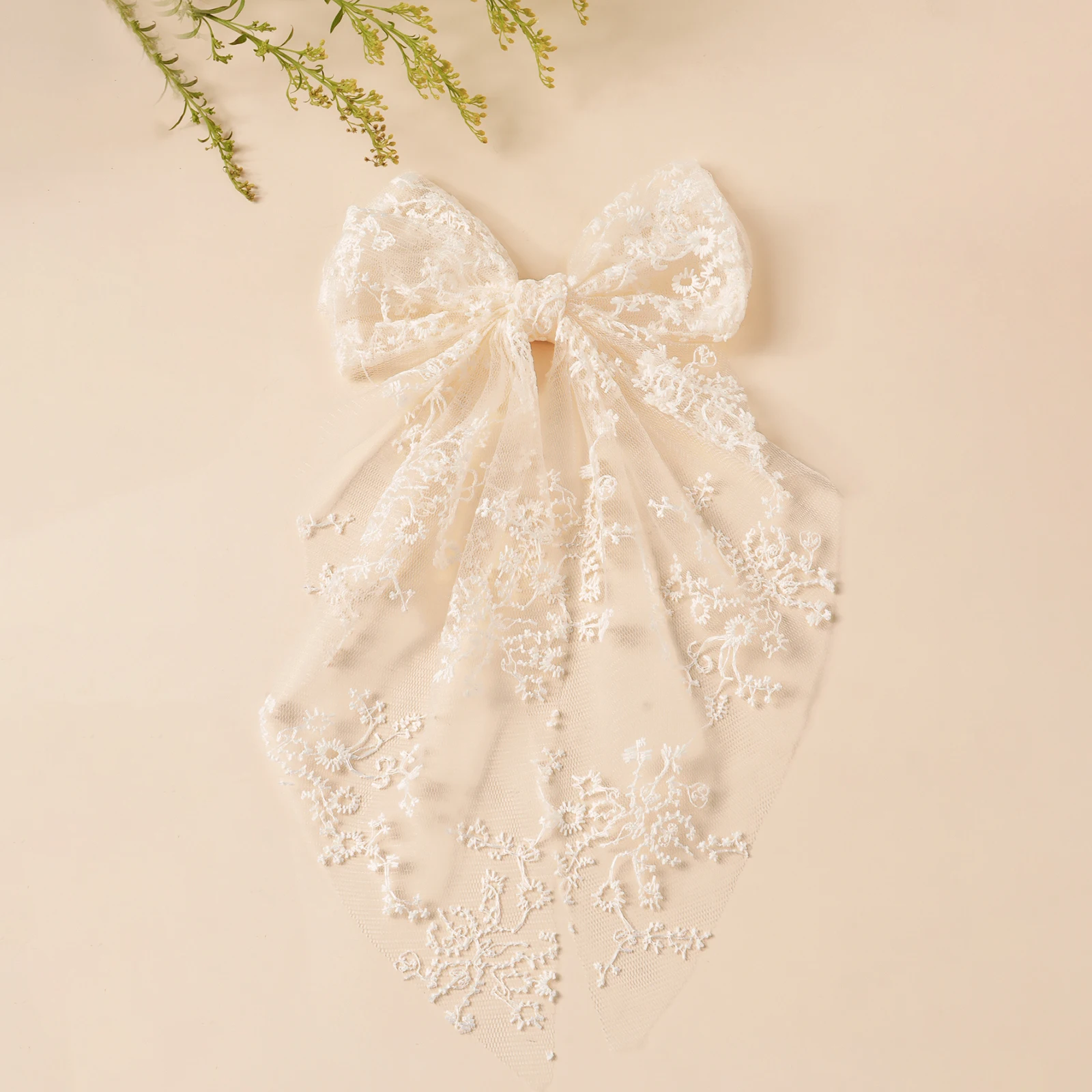 Clip de cola de caballo con lazo de encaje de temperamento dulce, cinta para la cabeza de princesa, horquilla de pico de pato, accesorios para peinados para niñas, regalo - imagen 3