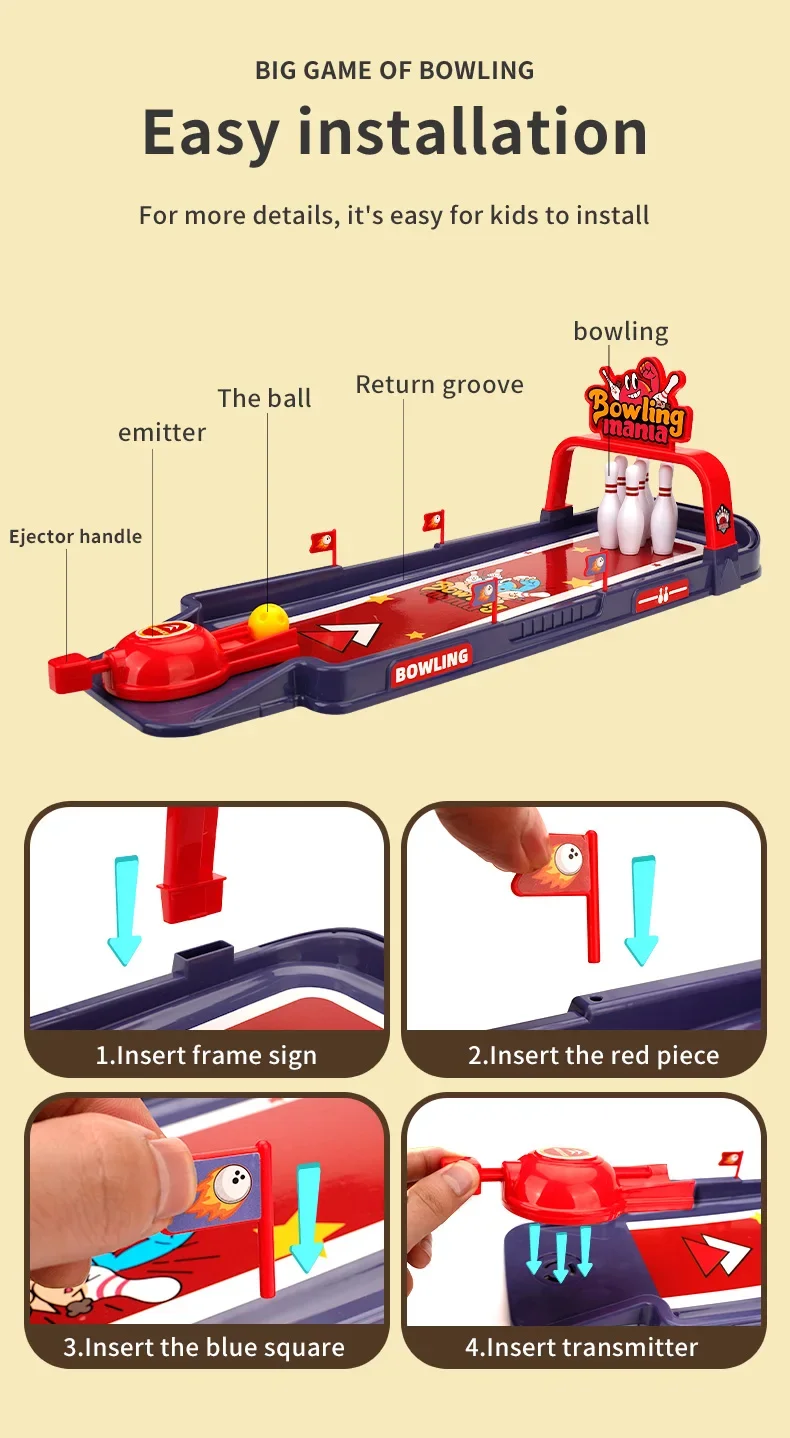 Juego de bolos para niños, decoración de escritorio, juego de bolos, juegos de mesa, juego de bolos pequeño, juguetes educativos de eyección, juguete interactivo para padres e hijos - imagen 5
