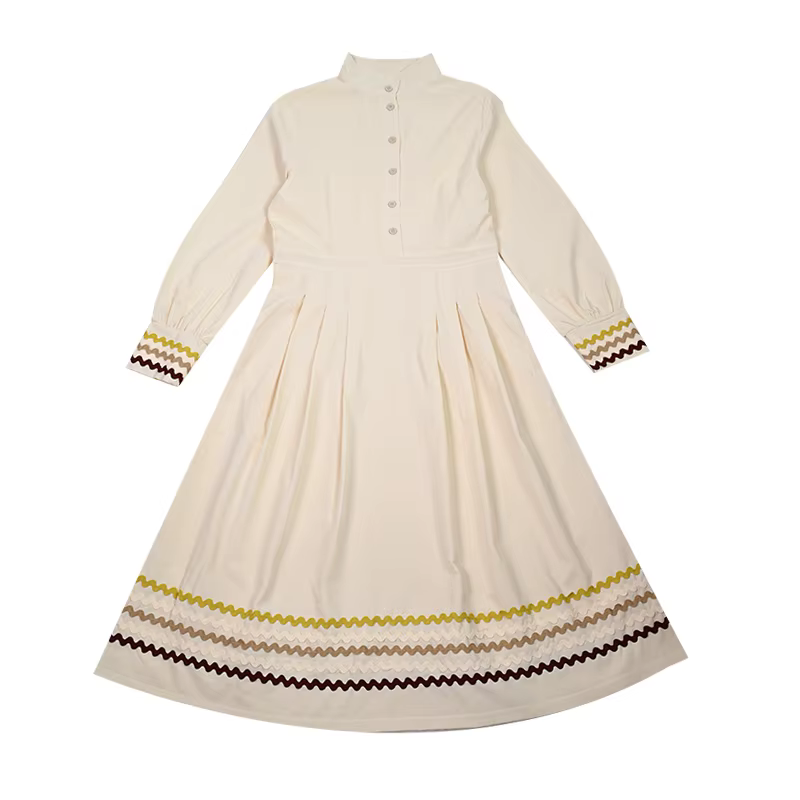 Vestido plisado cuello alto manga larga para adolescente