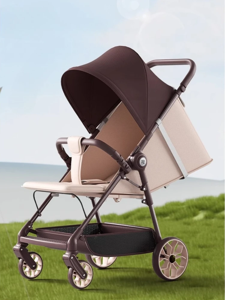 ‌ Cochecito de bebé ligero plegable con estructura de acero de alto carbono 360 ° Ruedas para sentarse, cochecito de viaje reclinable, bandeja desmontable, reposacabezas - imagen 5