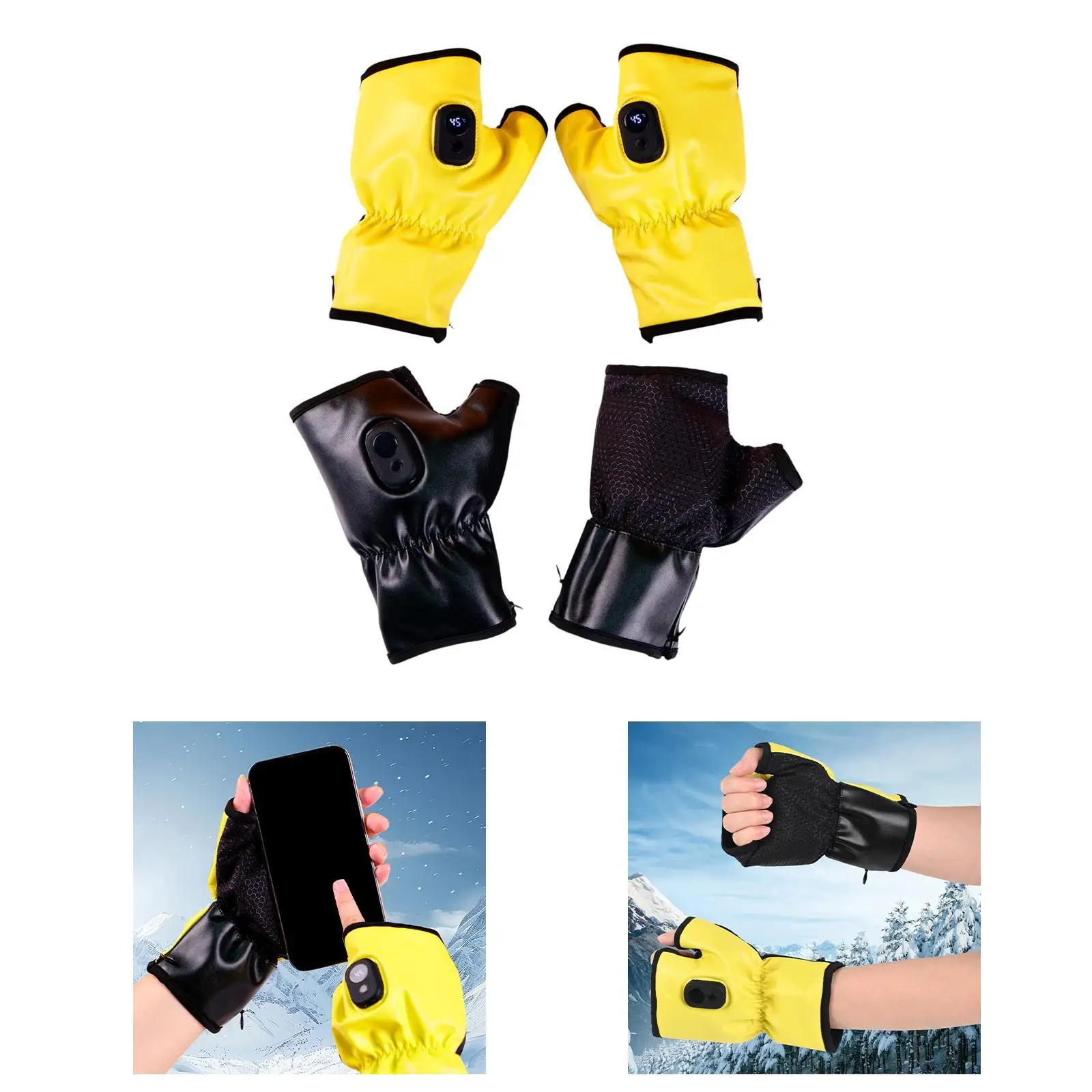 Guantes calefactables para hombre y mujer, guantes para bicicleta, portátiles, cómodos, sin dedos - imagen 4