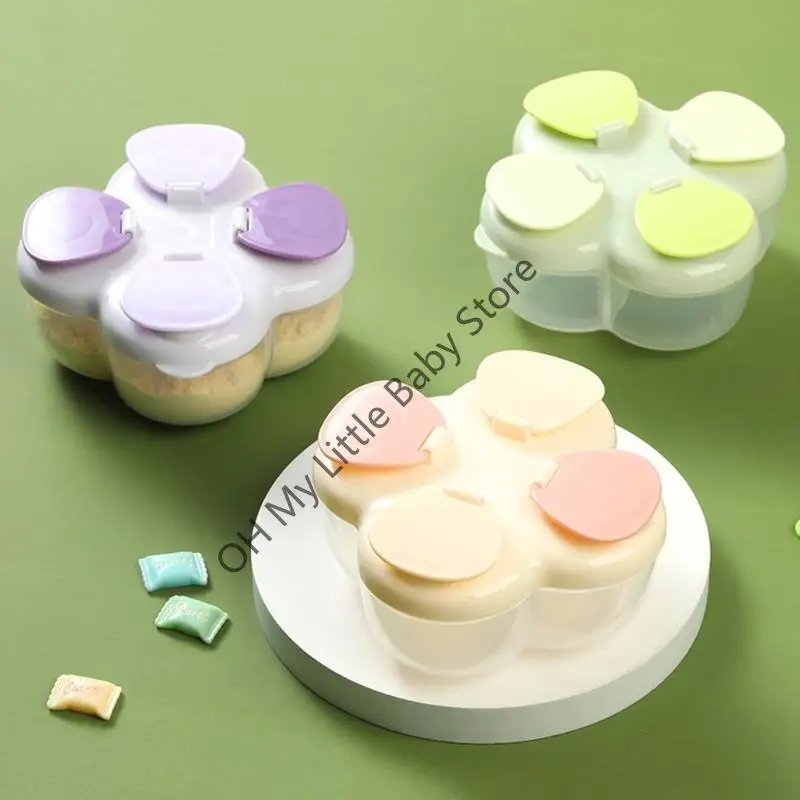 M76C Tapa giratoria Dispensador polvo bebé 4 compartimentos individuales Organizador compacto para bolsa pañales