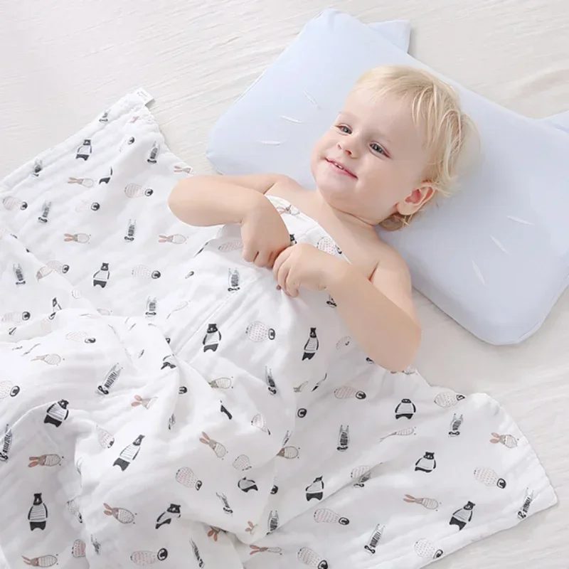 Manta de gasa de algodón para bebé, envoltura súper suave para recién nacido, toalla de baño de secado rápido y funda para cochecito para niños y niñas