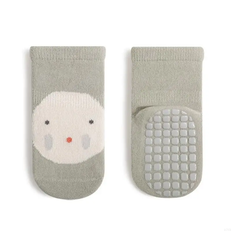 D7YD 1 par calcetines antideslizantes para niños pequeños, bonitos calcetines con diseño animales dibujos animados para