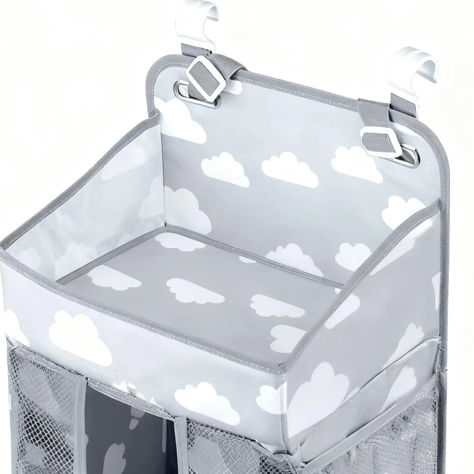 Soporte para pañales para cuna, impermeable, ajustable, multibolsillo, almacenamiento estable, soporte para pañales de bebé, apilador para puerta de pared, guardería - imagen 3