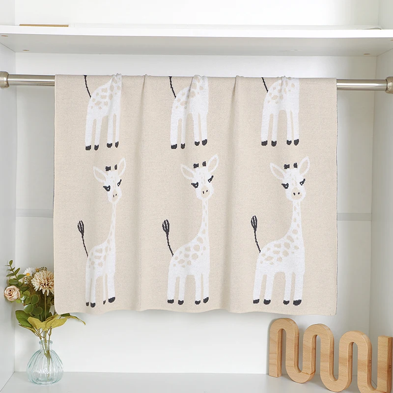 Mantas de algodón con dibujos de ciervos para bebé, mantas tejidas de 100x80cm de doble uso para cuna de recién nacido, sábanas de cama para siesta, colcha transpirable para niño y niña - imagen 5