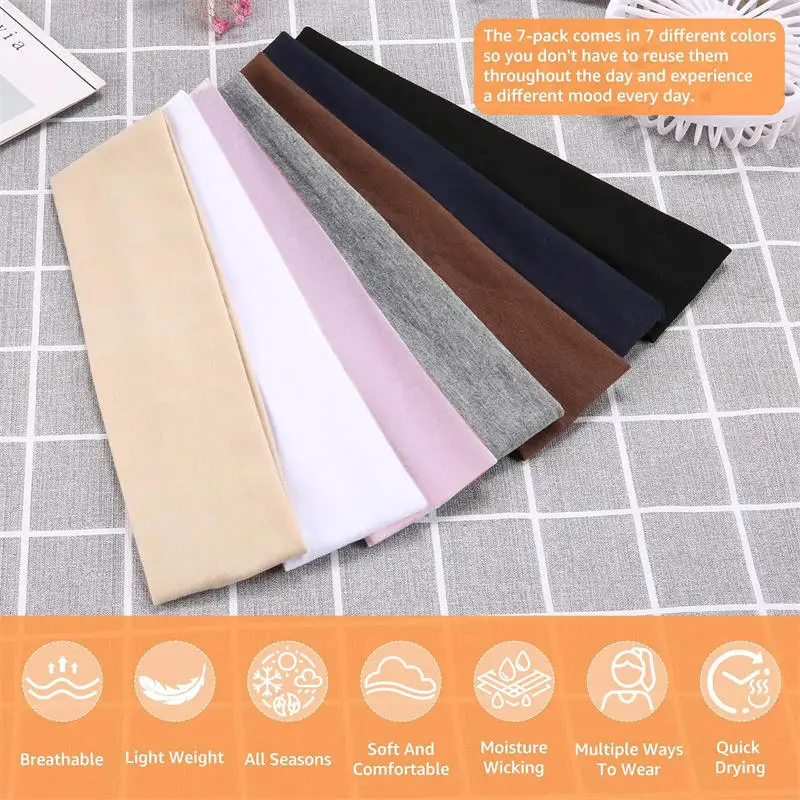 Diadema infantil elástica de borde ancho absorbente para yoga - imagen 2