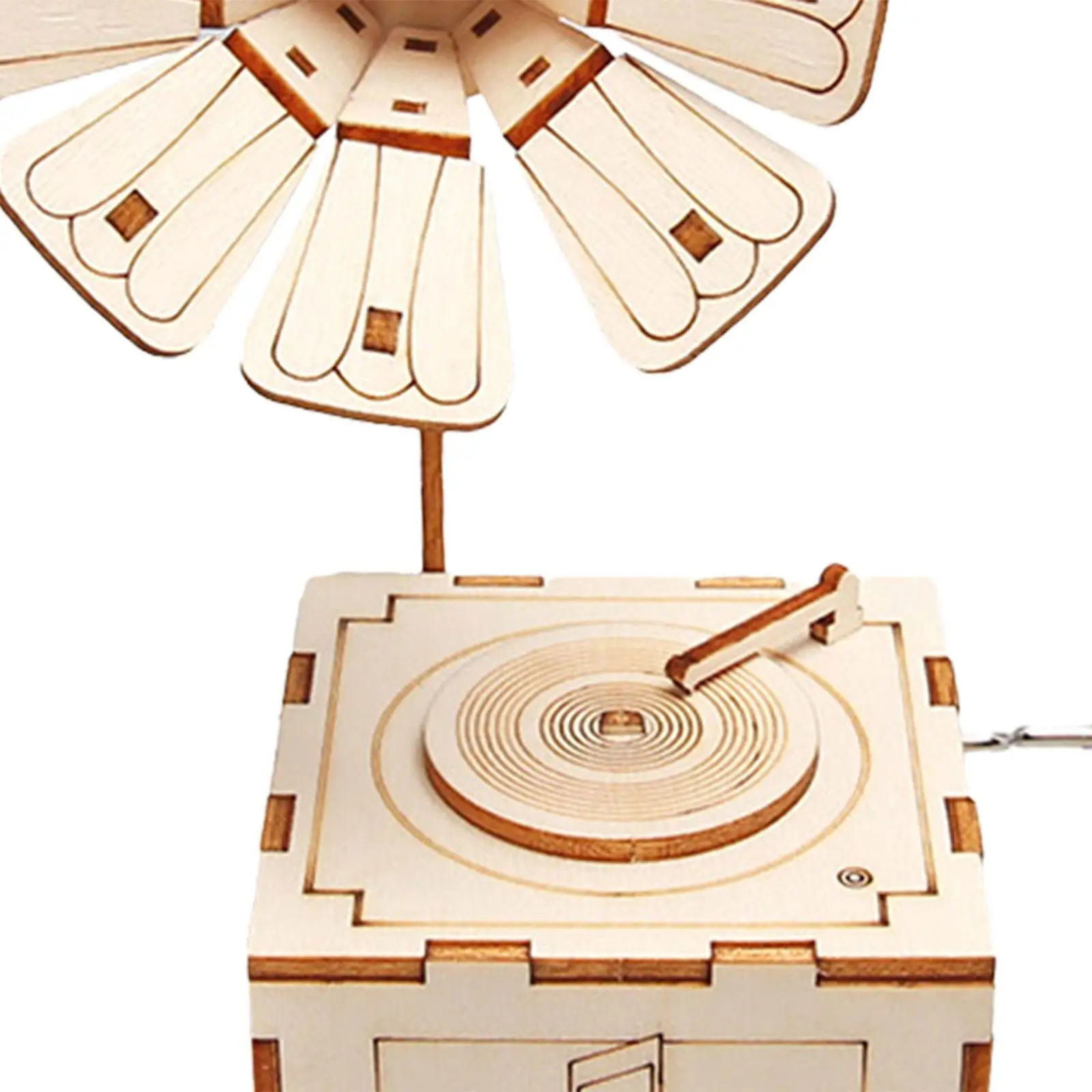 Gramophone Model Handicraft Educational Toy 3D Wooden Puzzle for Mechanical