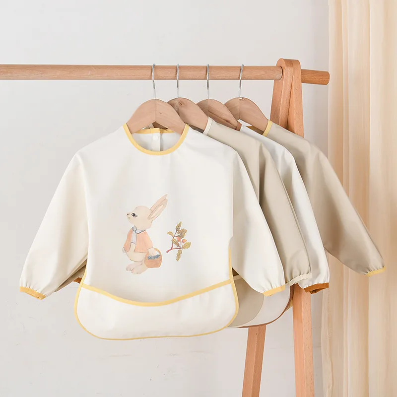 Nuevos Baberos para bebé, delantal impermeable a prueba de aceite, paño de manga larga de dibujos animados, babero de alimentación, paño suave para eructar para niño y niña, Baberos Bandana - imagen 5