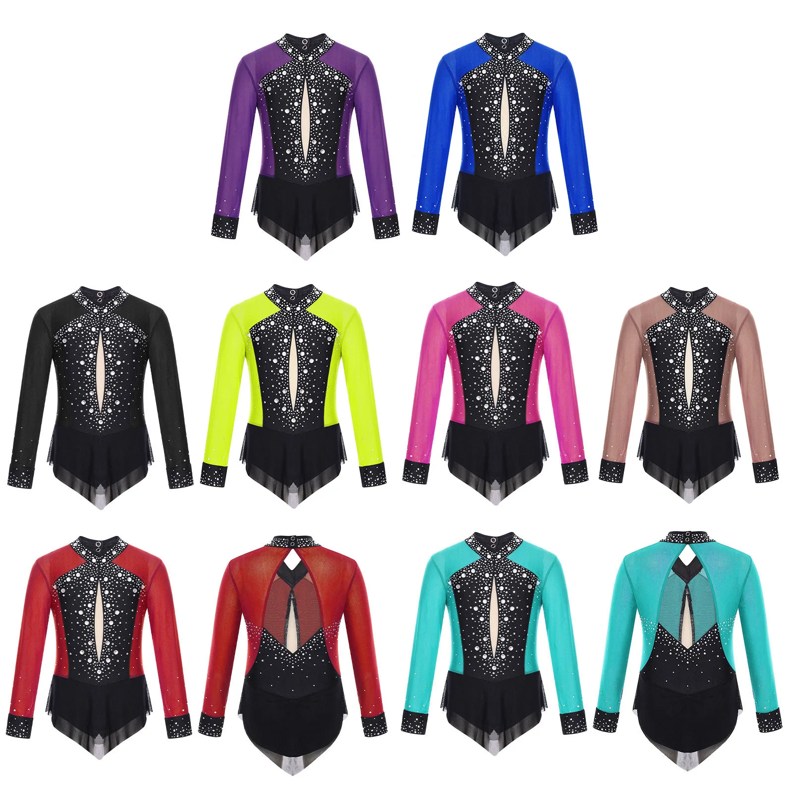 Niños Niñas Ballet gimnasia leotardo mono de manga larga patinaje sobre hielo Ropa de baile trajes de bailarina puesta en escena - imagen 2