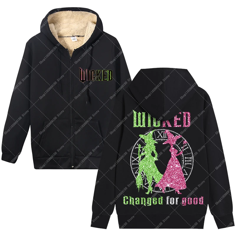 Película Wickeds Sudaderas con capucha de lana con cremallera para mujeres adultas Chaqueta de moda de anime Ropa de invierno Sudadera con capucha Cárdigan Regalos de Navidad - imagen 3