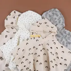 Toalla con capucha de algodón para niños pequeños – Estampado floral