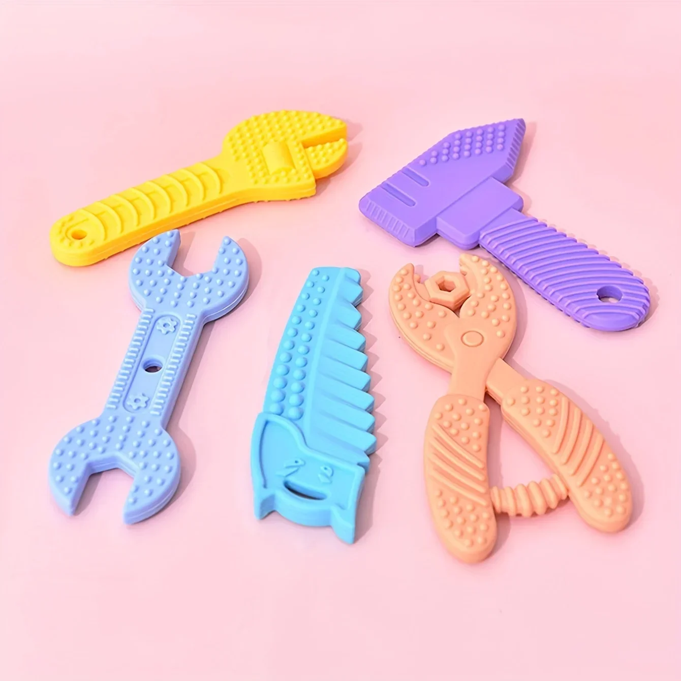 Juguetes para la dentición del bebé, congelador sin BPA de silicona de 0 a 12 meses, juguetes para masticar, martillo, llave inglesa, alicates con forma de caja de almacenamiento - imagen 2